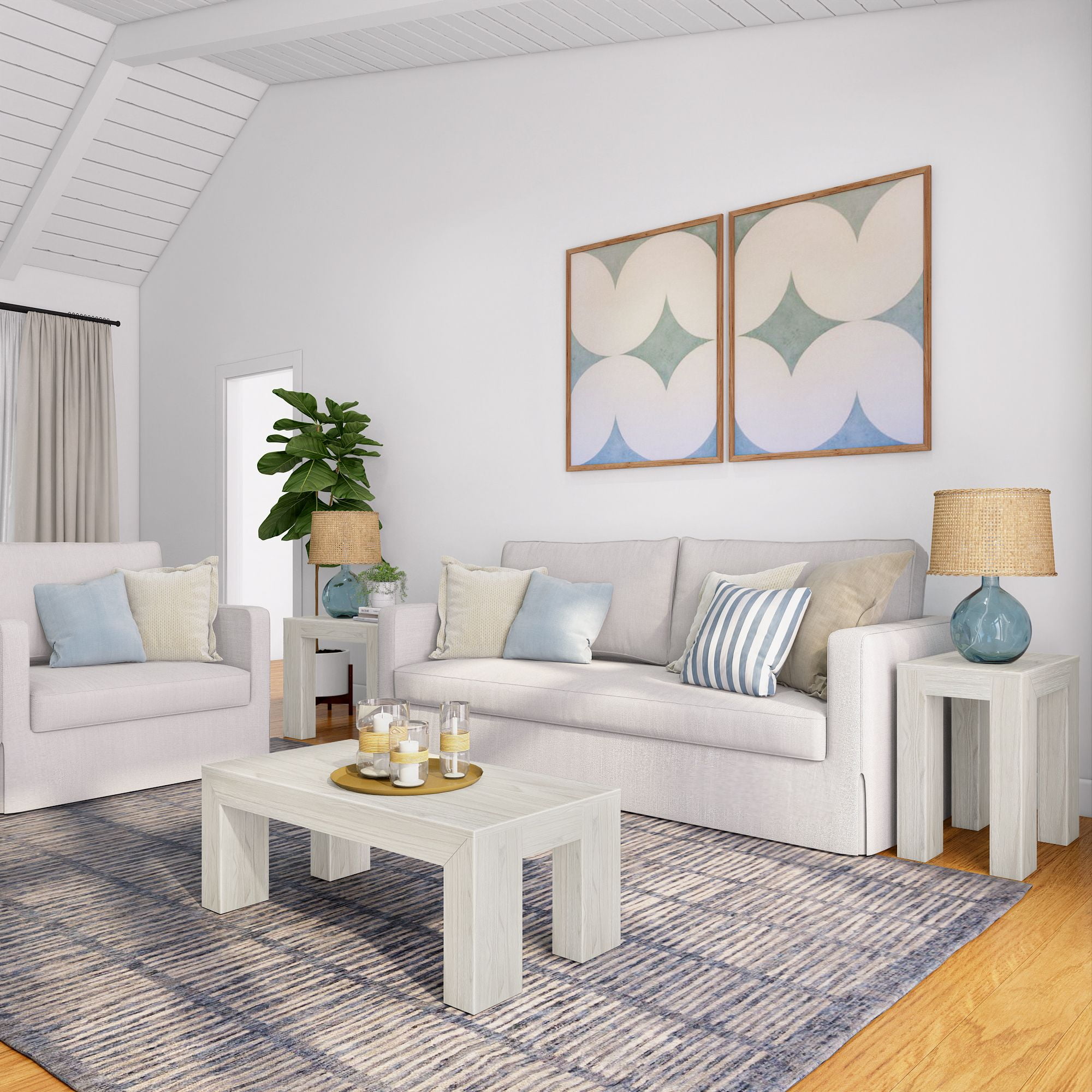 Plank+Beam Solid Wood 40" Modern Coffee Table, Rectangular Center Table for Living Room