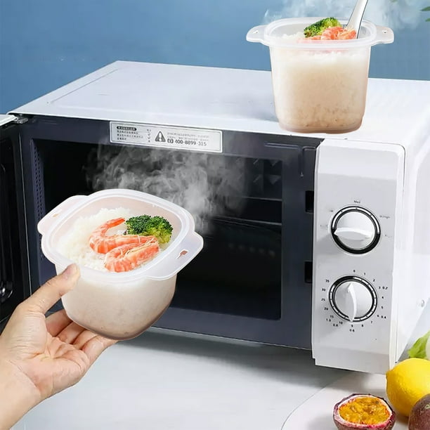 Olla arrocera y vaporera para microondas con tapa resistente al calor para cocinar quinoa, pasta y verduras al vapor. Ideal para almuerzos rápidos en la oficina y comidas saludables. Aestivo