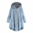 thumbnail image 1 of Lindbes Clearance Womens Plus Size Button Jacket Plush Solid Color Hooded Jacket Loose Cardigan Coat Winter Jacket Sweater, 1 of 3
