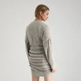 thumbnail image 3 of Women's Fashionable V-Neck Batwing Long Sleeve Knit Bodycon Dress, Soft Knit, Bodycon Fit, Deep V-Neck, for Casual & Formal Events, 3 of 6