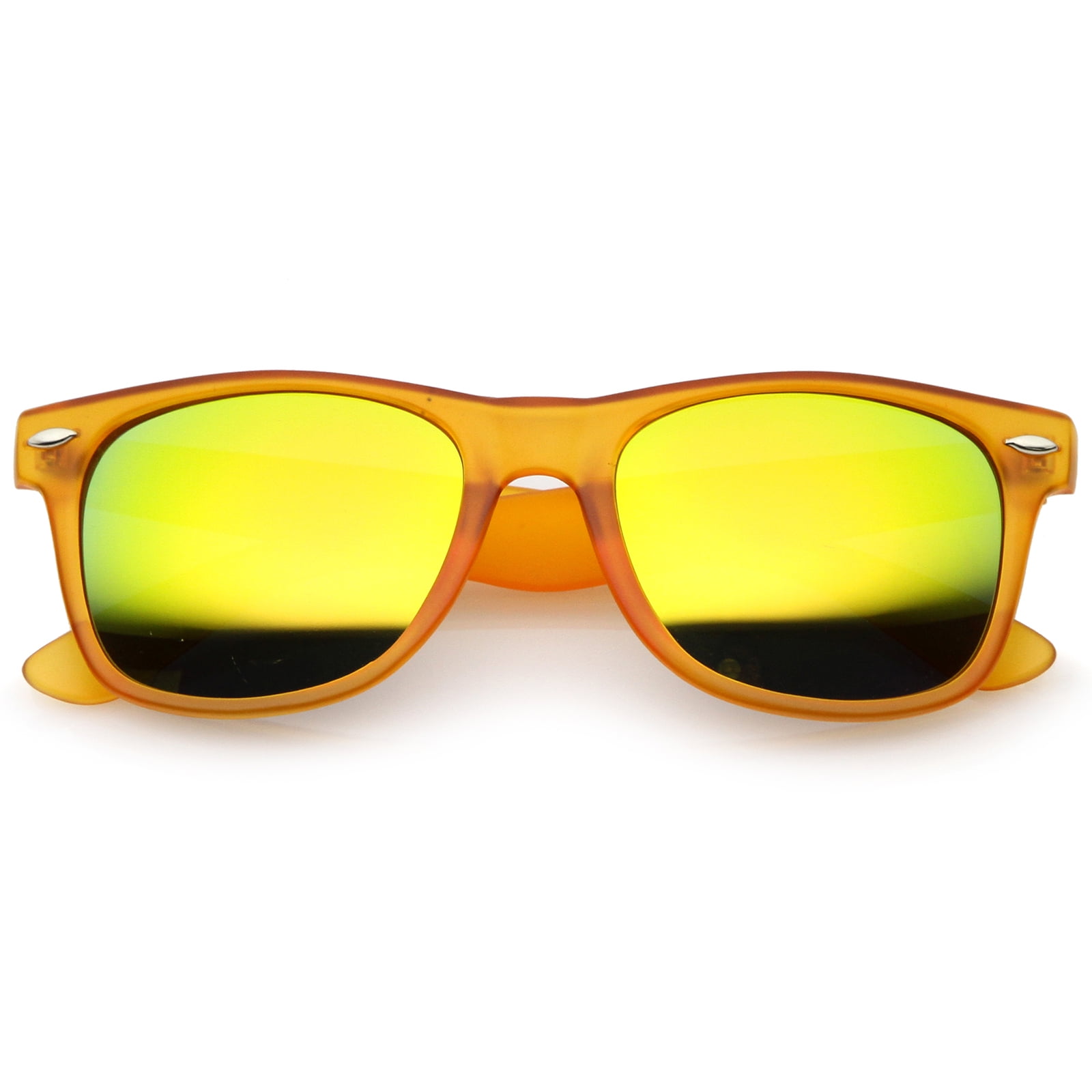 Gloss blue with yellow mirror lens horned rim sunglasses retro vingtage 