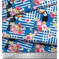 thumbnail image 3 of Soimoi Blue Poly Georgette Fabric Floral & Toucan Bird Printed Fabric 1 Yard 52 Inch Wide, 3 of 3