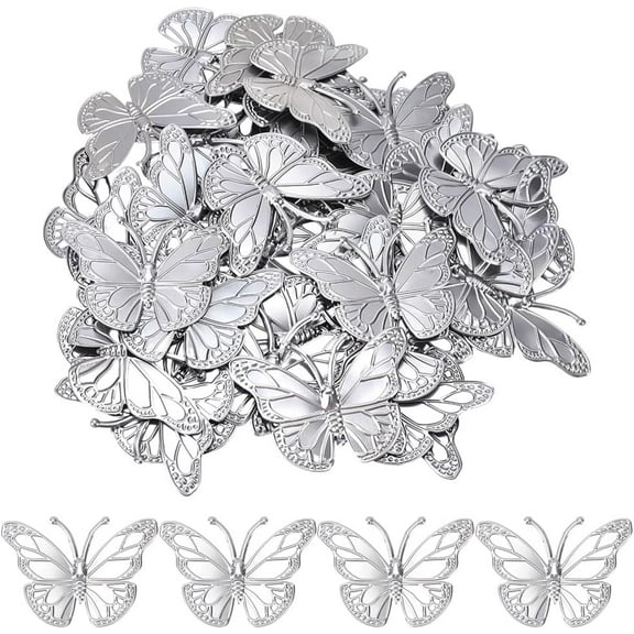 50Pcs Metal Butterfly Wall Decor Large Decorative 3D Butterflies Iron Craft Hanging Wall Art Ornament for Bedroom Nursery Classroom Rustic Farmhouse Office Party Decoration 2.34 x 3.15 inch diy