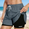 thumbnail image 2 of KPOPLK Women 2 in 1 Running Shorts High Waisted Athletic Shorts Gym Workout Shorts with Mesh Liner Zipper Pockets S-2XL Size S,Dark Gray, 2 of 8