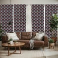 thumbnail image 2 of Ambesonne Brown Blue Window Curtains, Victorian Foliage, Each 28" W x 63" L, Brown Blue, 2 of 5
