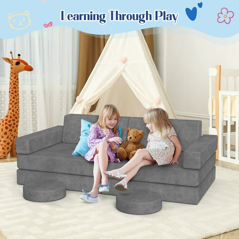 LHCER Modular Kids Couch, 12pcs Play Sofa for Creativity and