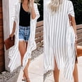 thumbnail image 2 of Cardigans on Women Chiffon Loose Shawl Print Kimono Cardigan Tops Cover Up Blouse Beachwear, 2 of 9
