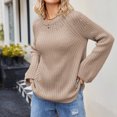thumbnail image 6 of Duoif Sweaters for Women Trendy Women's Casual Long Sleeve Pullover Sweaters Crew Neck Oversized Ribbed Knit 2025 Fall Winter Sweater Jumper Tops Women's Sweaters Womens Tops Khaki L, 6 of 6