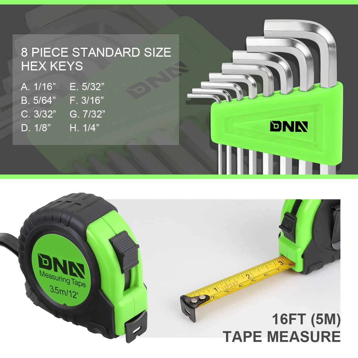 DNA Motoring TOOLS-00010 Green 39 PCs Portable Tool Kit Household ...