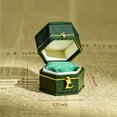 thumbnail image 3 of TAIMY Classical Victorian Style Wedding Tiny Ring Box, Handcrafted Gift Ring Box Proposal Pocket Size Small Keepsake Jewelry Box (Green, Hexagon), 3 of 6