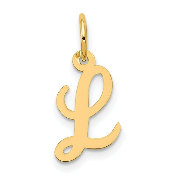 14k Yellow Gold Script Initial L Pendant for Women, Polished Monogram Charm, Dainty Uppercase Letter Necklace, Personalized Jewelry for Daily Wear, Classic Alphabet Style