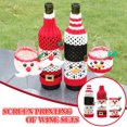 thumbnail image 1 of Ganfancp Nueva Navidad Decoración Malla Impresión Vino Set Vino Tinto Champagne Botella Set Vino Set Liquidación Ventas Hoy Ofertas Prime 2X Fundas para Botellas de Vino, 2X Fundas para Copas de Vino, 1 of 7