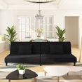 thumbnail image 1 of vidaXL Adult 2-Seater Sofa Bed with Two Pillows - Black Velvet, 1 of 5