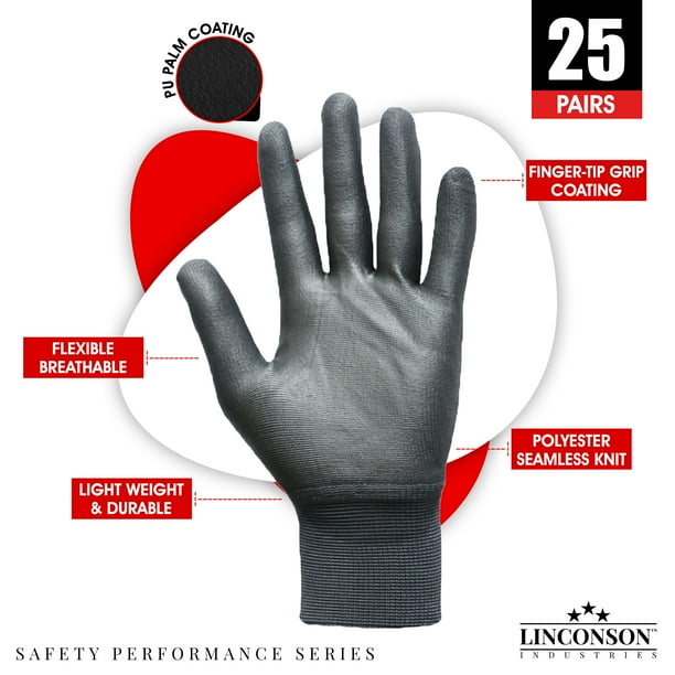 LINCONSON 25 Pack Ultimate Grip Construction Mechanics Work Gloves