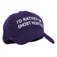 thumbnail image 5 of I'd Rather Be Ghost Hunting Heat Transfer 5 Panel Cotton Jersey Knit Cap - Purple OSFM, 5 of 5