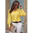 thumbnail image 1 of Women's Yellow Zebra Stripes Print Lantern Sleeve Shirt, 1 of 5