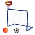 thumbnail image 3 of Aro de baloncesto con portería de fútbol para centro deportivo infantil, soporte de baloncesto plegable portátil 2 en 1 para portería de fútbol Rojo, 3 of 8