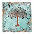 thumbnail image 2 of Ambesonne Nature Shower Curtain, Peacock Feathers Motif Tree, 69"Wx75"L, Pale Seafoam, 2 of 4