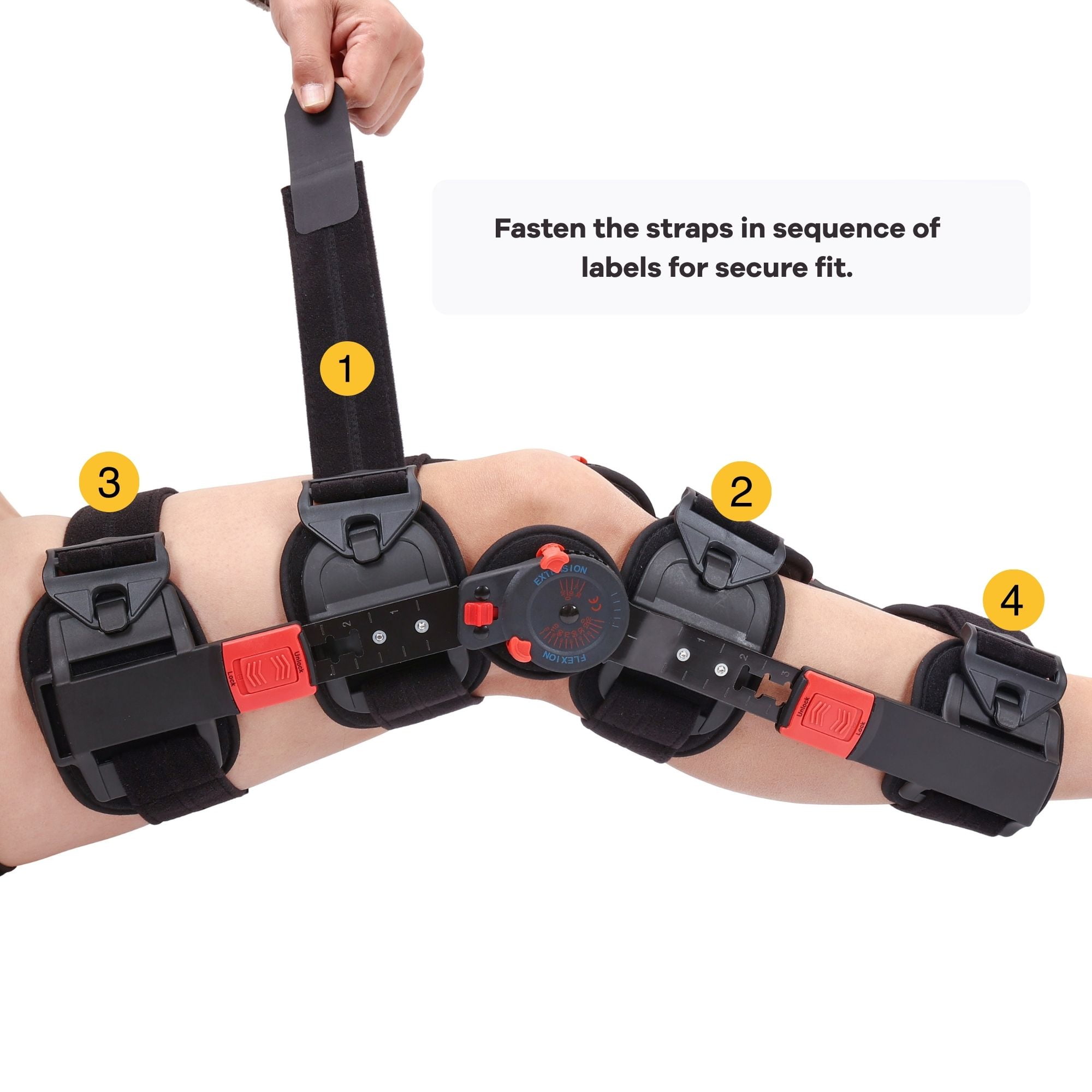 Hinged Knee Brace ROM Adjustable Post Op Knee Support Orthosis Immobilizer Protector for Left Leg and Right Leg, Both Men and Women