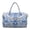 Blue Floral Pattern, variant on HELLHERO Zippered Travel Duffel Bags for Women, Lightweight Weekender Bag Polyester Fabric Quilted Duffle Bag Blue White Stripe Waves