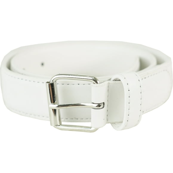 vangelo Kid Classic Dress Belts with Silver Buckle White 20 Inch Fit for Waist from 18 to 23 Inch