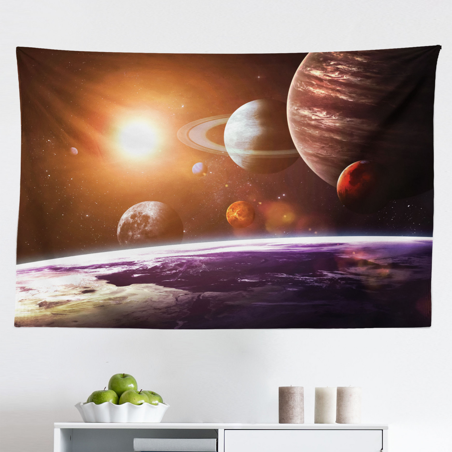 Galaxy Tapestry, Planet Earth Outer Space Scenery of Globe Orbit ...