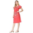 thumbnail image 3 of unik Embroidered Traditional Mexican Dress (Coral, S), 3 of 4