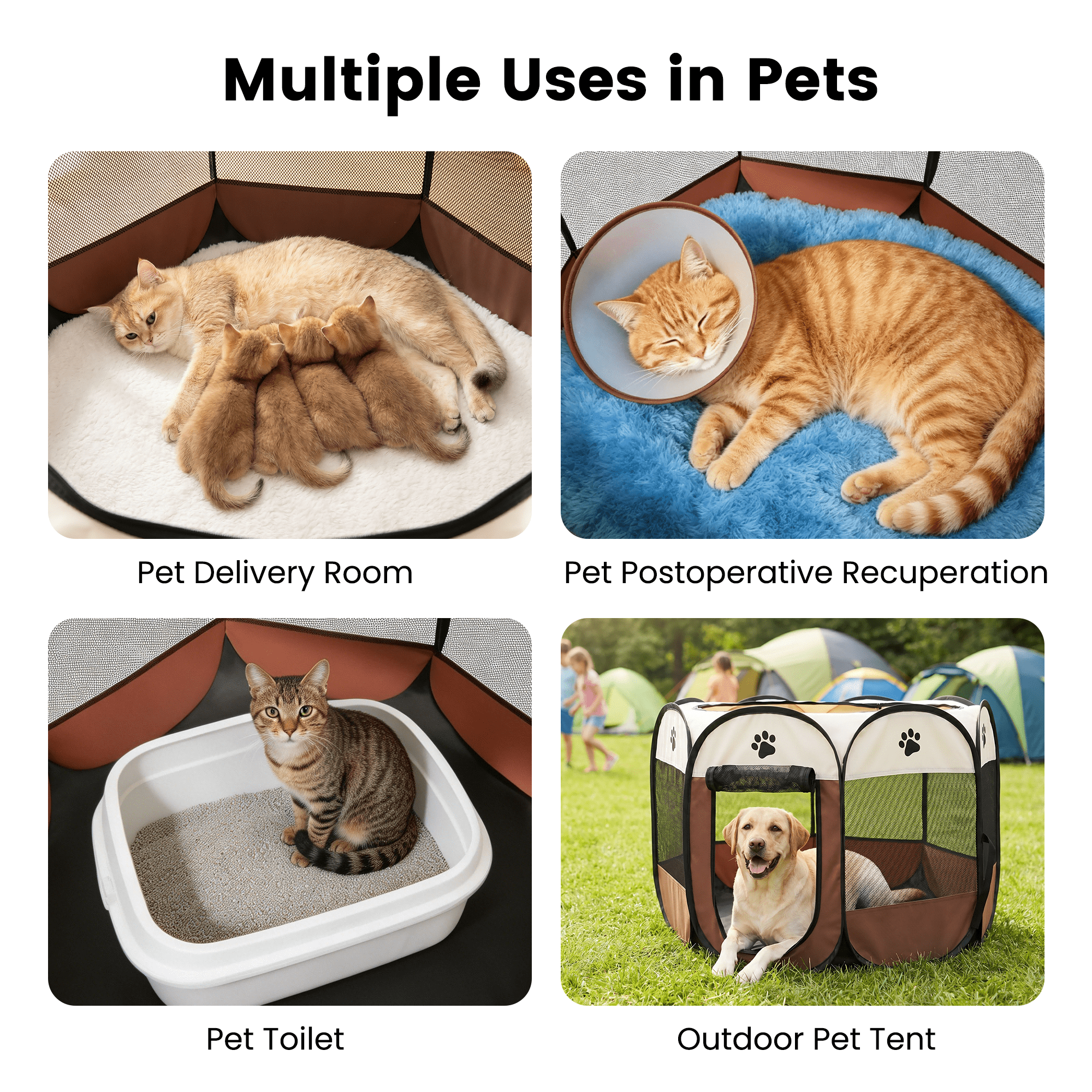 Portable Pet Playpen, Dog/Cat Playpen Foldable Pet Exercise Pen Tents Dog Kennel House Playground for Indoor Outdoor Travel Camping Use