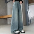 thumbnail image 5 of Jeans Girls Floral Embroidered Jeans Girls Straight Leg Wide Leg Jeans High Waist Baggy Jeans Girls Casual Girls Jeans Size 6-7 Years, 5 of 9