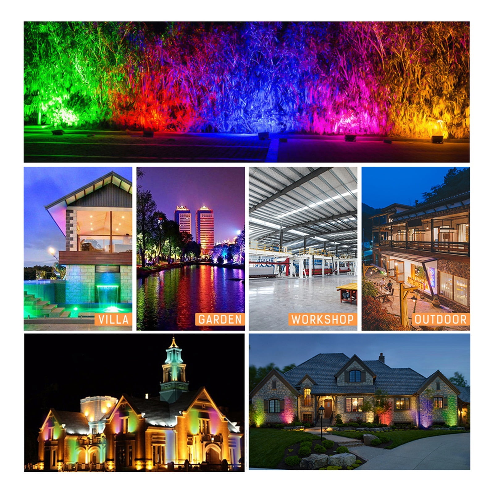 RGB Flood Light 100W 50W 30W 20W RGB Reflector IP68 Waterproof LED Spotlight Projector Lamp Outdoor Garden Lighting ,Multifunctional Lighting