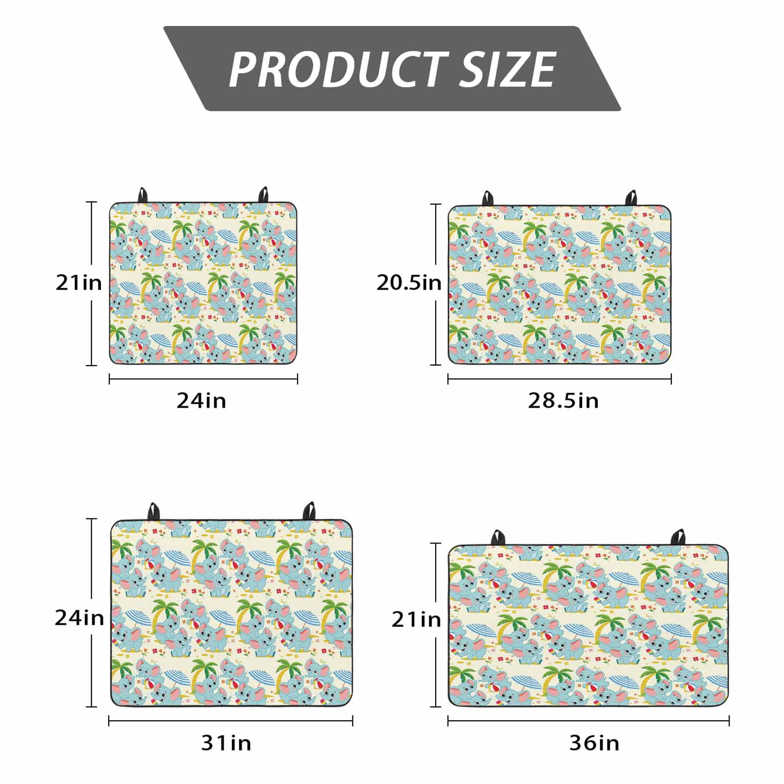Cute Elephant Beach Stove Top Cover for Electric Stove, Heat-proof & Non Slip Glass Top Stove Cover Protector, Tropical Summer Funny Animals Kitchen Flat Cooktop Rubber Mat 24x21 Inches