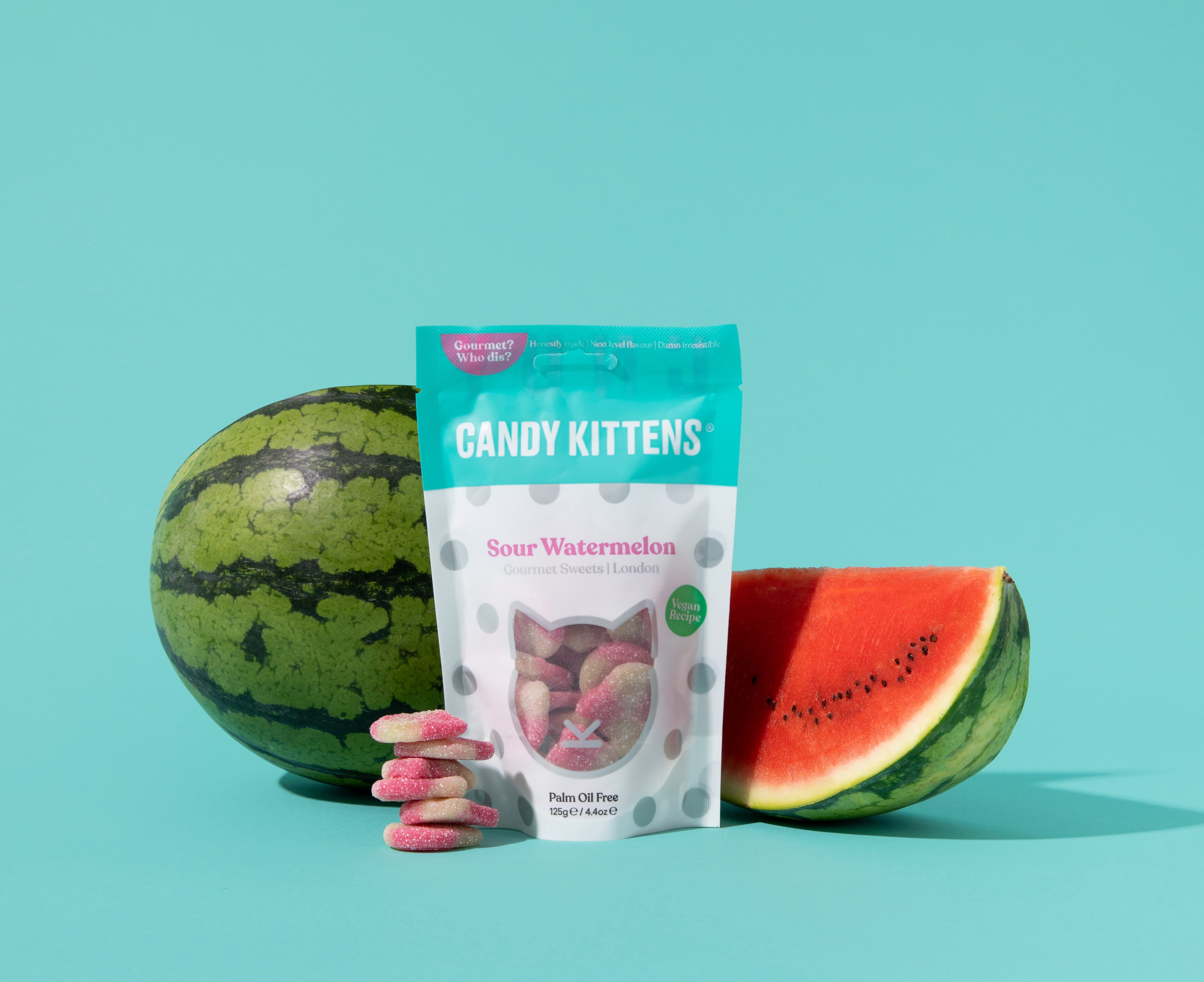 Candy Kittens Gourmet Vegan Candies, Sour Watermelon, 54g Pouch