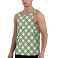 thumbnail image 2 of Xecao Daisy Plaid Green Men's Tank Top Workout Quick Dry Sleeveless Gym Jogging Muscle Shirts Summer Swim Beach Tops, 2 of 9