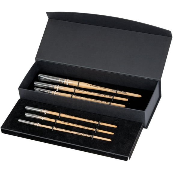 da Vinci PETIT GRIS PUR Wash Brushes, Natural Blue Squirrel, Watercolor, Round, Series 418, Assorted, 6 Brush Set in Gift Box with Magnetic Close