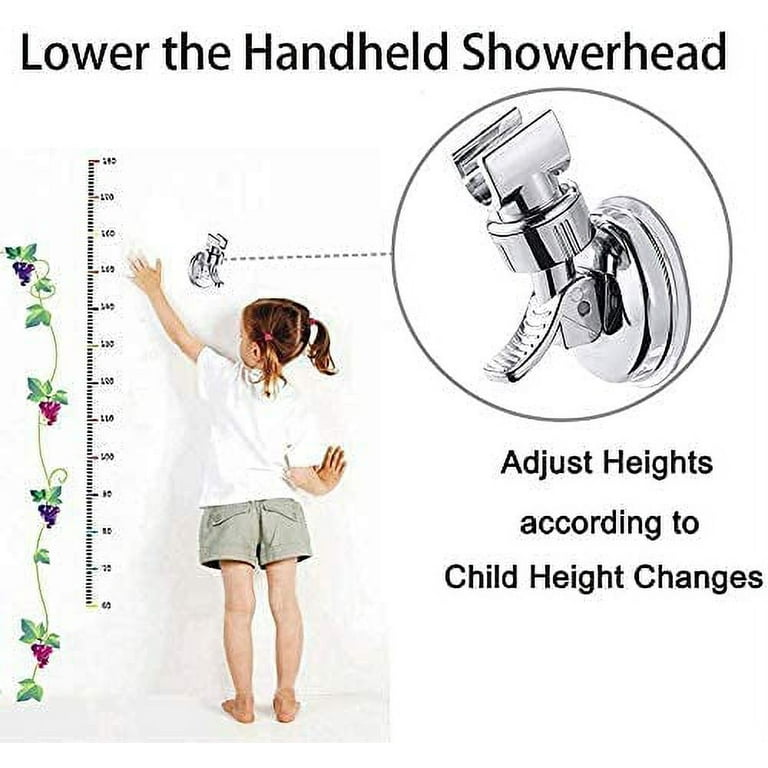 Shower Head Holder Suction Cup Handheld Showerhead Bracket Adjustable  Height Shower Holder, Removable Handheld Wand Holder Wall Mounted Suction  Bracket (Silver-1pcs) 