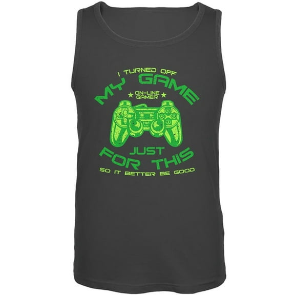 Turned Off My Game For This Mens Tank Top Charcoal LG