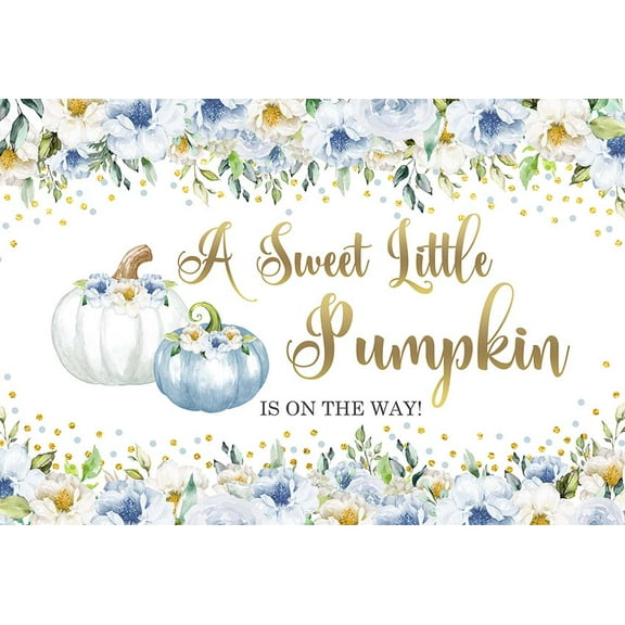 Mehofond Baby Shower Boy Or Girl Gender Reveal Backdrop White Blue Pumpkin Florals r Photoz Photography Background Props