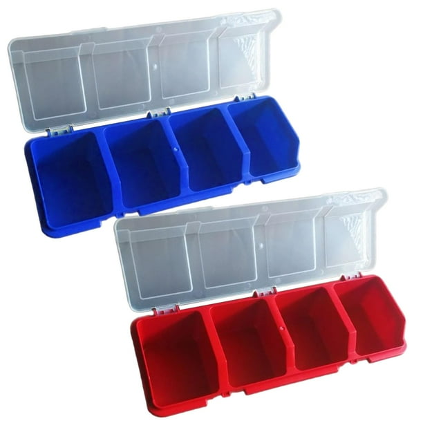 2x contenedores organizadores de tornillos, contenedores de almacenamiento, caja de almacenamiento de piezas pequeñas, caja de herramientas con tapa,