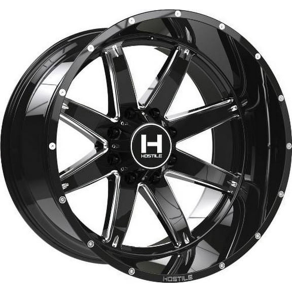 22x10 Hostile H109 Alpha Blade Cut (Blk Milled) Wheel 8x6.5 (-25mm)