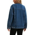 thumbnail image 3 of INSPIRE CHIC Women's Coat Denim Corduroy Collar Long Sleeves Button Down Western Shacket Jean Jackets S Dark Blue, 3 of 6