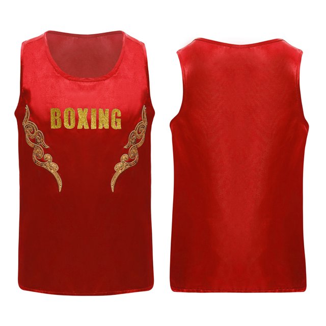 inlzdz Garçons Enfants Débardeurs de Boxe Sans Manches Chandails de Sport pour Muscles Chandail de Compression pour Rouge 10