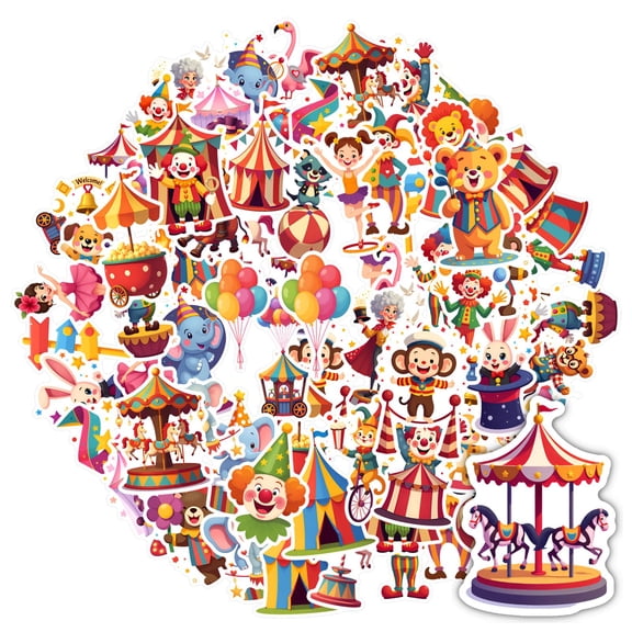 35pcs-100pcs Colorful Stickers Animal Kids Stickers Circus Stickers for Luggage Fridge Laptop Phone