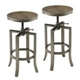 thumbnail image 2 of BenJara Round Chic Industrial Rustic Adjustable Swivel Bar Stool, Brown ,Set of 2, 2 of 2