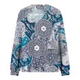thumbnail image 3 of Rbaofujie Vintage Pull pour Femmes Imprimé Col Rond Manches Longues Haut Pull Esthétique Marine Chandails à Capuchon, 3 of 4