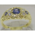 thumbnail image 2 of LBG 14k Yellow Gold Natural Tanzanite and Diamond Womens Band Ring (0.16 cttw, H-I Color, I2-I3 Clarity) - size 5.75, 2 of 5