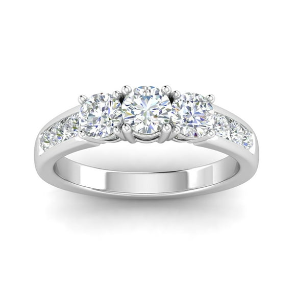 1.00ctw Diamond Three Stone Ring With Side Stones in 10k White Gold