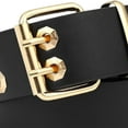 thumbnail image 4 of Double Grommet PU Leather Belt for Women/Men Punk Metal Jean Belt, Wide 1.5 Inch Black, 4 of 10