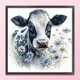 thumbnail image 3 of Hilo de bordar de algodón ecológico completo, punto de cruz estampado de Margarita y vaca de 11CT, 40x40cm, 3 of 9