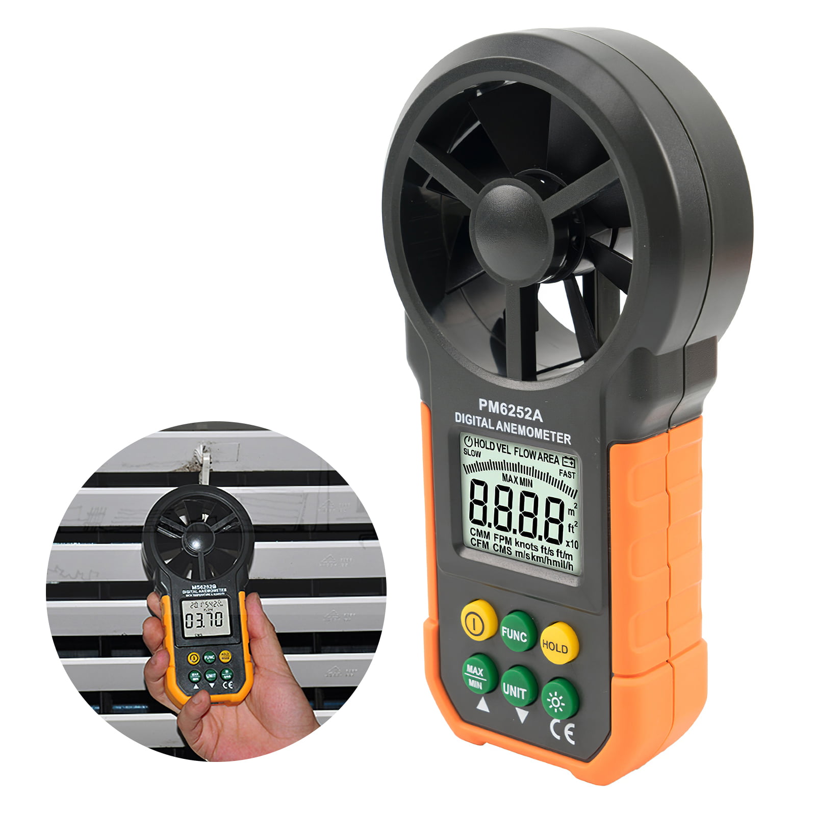 Portable Digital Anemometer Wind Air Speed Airflow Gauge Meter Tester PM6252A