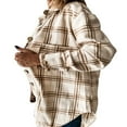 thumbnail image 3 of Womens Plaid Flannel Shirt Tops Long Sleeve Lapel Buttons Up Shacket Jacket Fall Spring Cardigan Coat, 3 of 6
